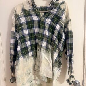 Cabela’s oversized green plaid flannel with custom